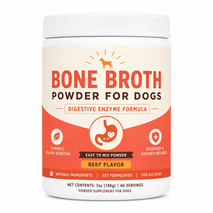 Private Label Dog Bone Broth Powder Grass Fed Beef Flavor Digestive Enzymes Pumpkin Ginger Stool Quality Custom OEM