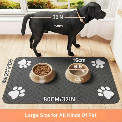Quick Drying Absorbent Pet Feeding Mat for Dogs and Cats, Non Slip Rubber Bottom, Dark Polyester Surface for Indoor Use Thin Cold Lightweight Blanket Small Large Tiktokshopspringglowup Summervibes Petlovers