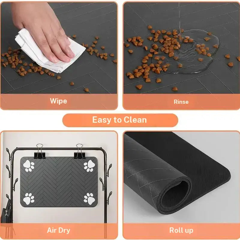 Quick Drying Absorbent Pet Feeding Mat for Dogs and Cats, Non Slip Rubber Bottom, Dark Polyester Surface for Indoor Use Thin Cold Lightweight Blanket Small Large Tiktokshopspringglowup Summervibes Petlovers